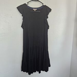 Lilla P Women's Small Black Tiered Ruffle Sundress Short Sleeve LBD Night Out